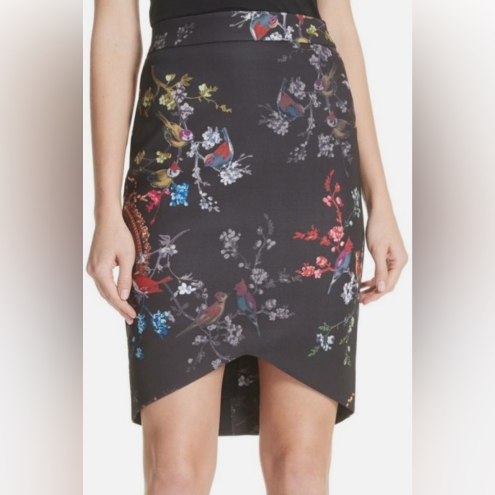 Ted Baker Chic Songbird Blossom Confetti Bodycon Skirt Hi-Low Hem  Career Size 1